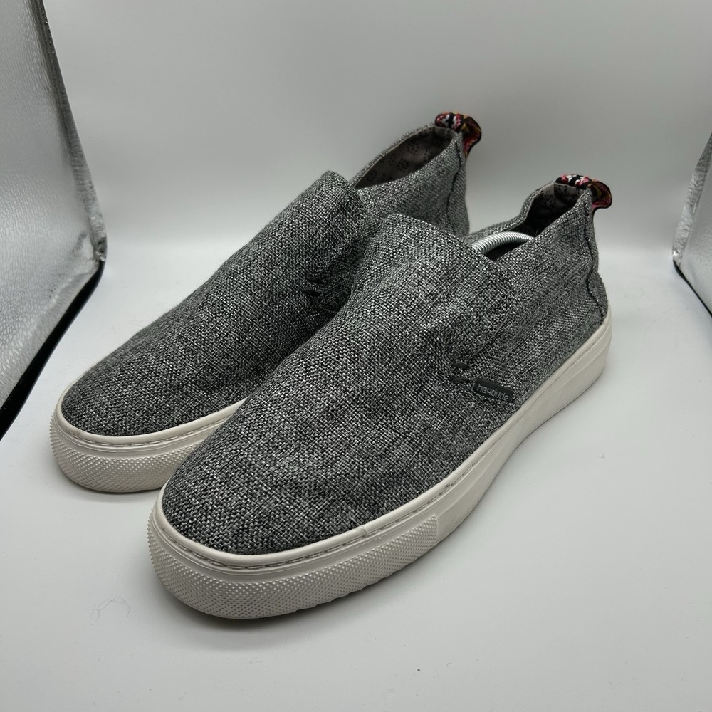Hey Dude Peyton Women's 10 Linen Grey Black Lightweight Casual